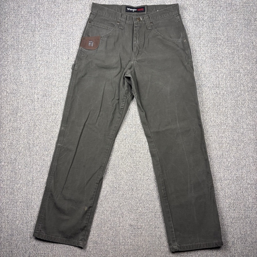 Wrangler Riggs Workwear Mens Ripstop Carpenter Pants Olive Green Size 30x30